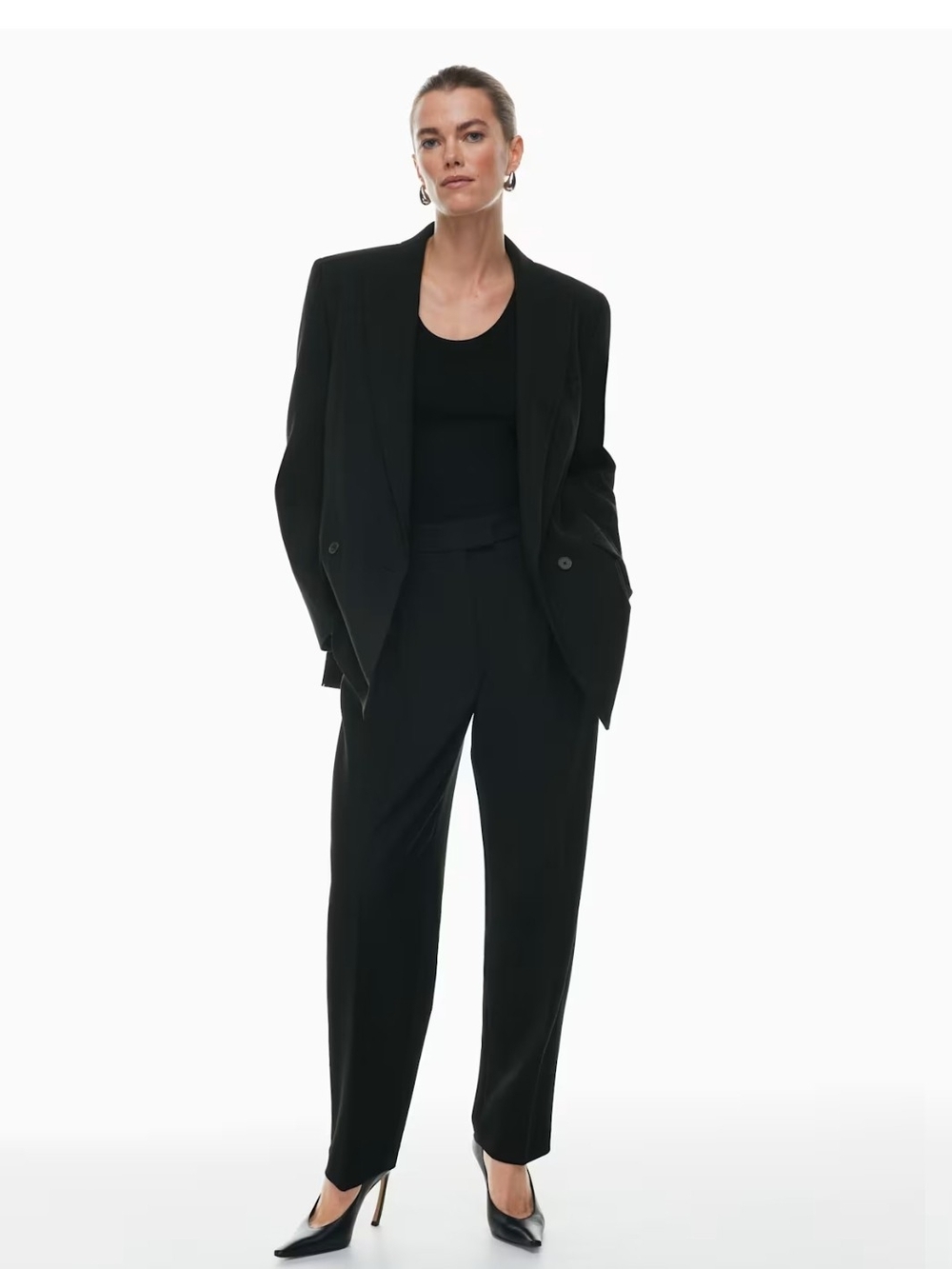 Aritzia Black High-Waist Tailored Trousers